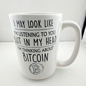 Orca Coatings Bitcoin Novelty Ceramic Coffee Mug White Black Round Pattern